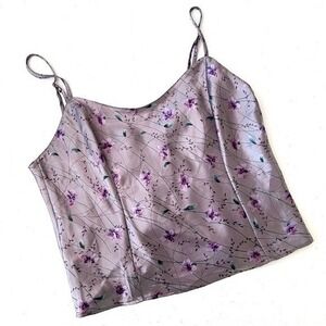 Victorias‎ Secret Purple floral Satin Top Womens Large Vintage Y2K Cottagecore